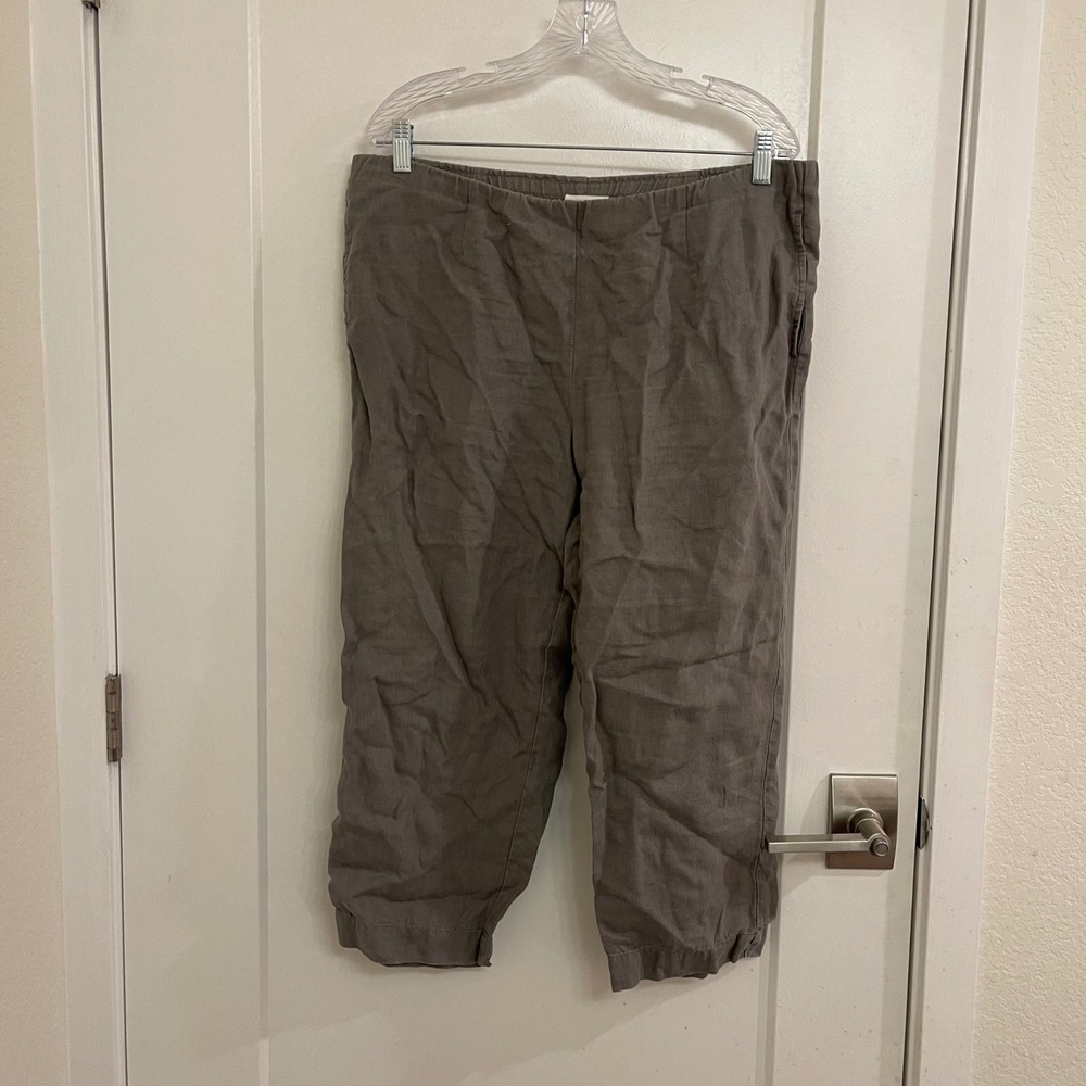 Linen J Jill Gray Capri Pants Beachy Coastal Summer Chic Luxury Breathable